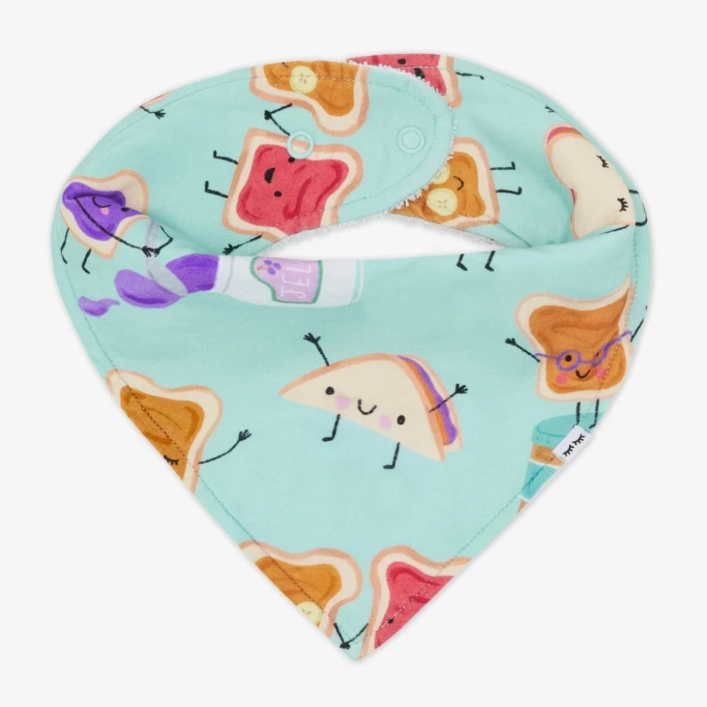NIB Little Sleepies Lunch Buddies Bandana Bib- Bamboo, PB & J, Baby, Soft, Cozy